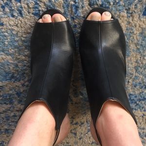 Black block heel booties